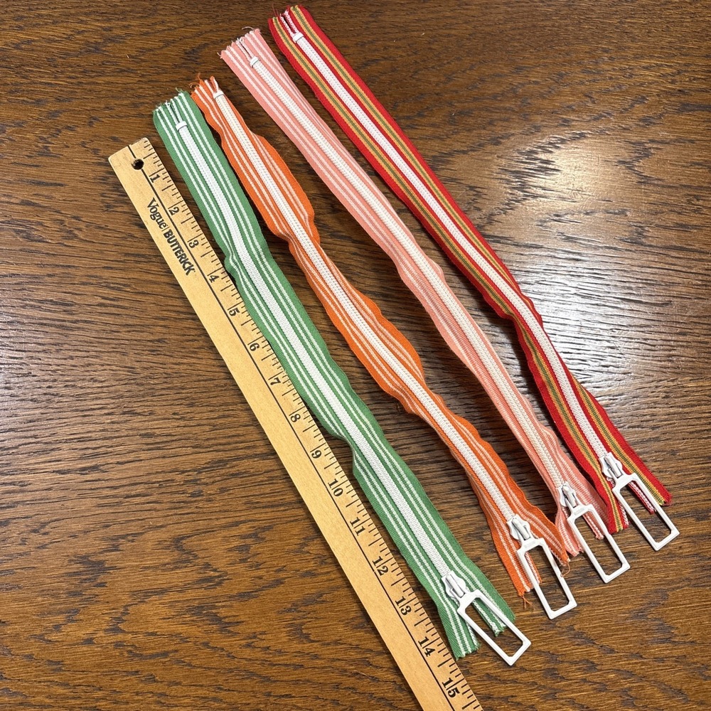 Vintage Lot Of 4 Robin Brand Zippers Large Rectangle Pulls 13"